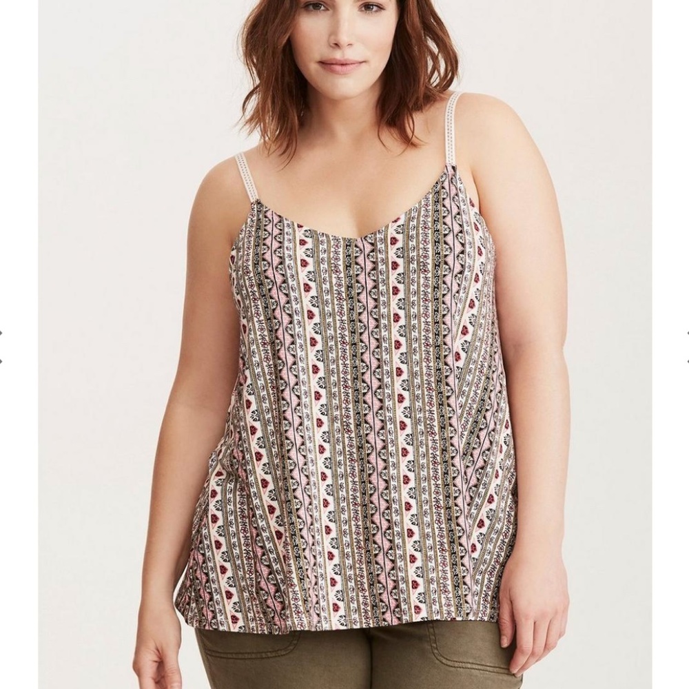 Torrid Super Soft Floral Crochet Trim Swing Tank Top